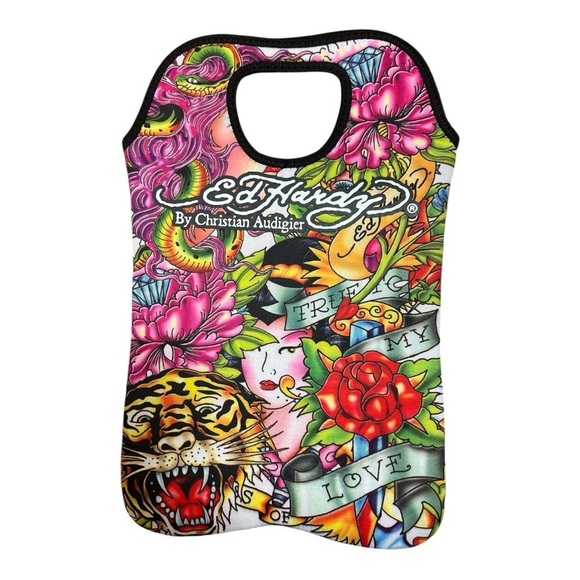 Ed Hardy Wine & Beverage Carrier Neoprene 2 Bottles - Picture 1 of 5